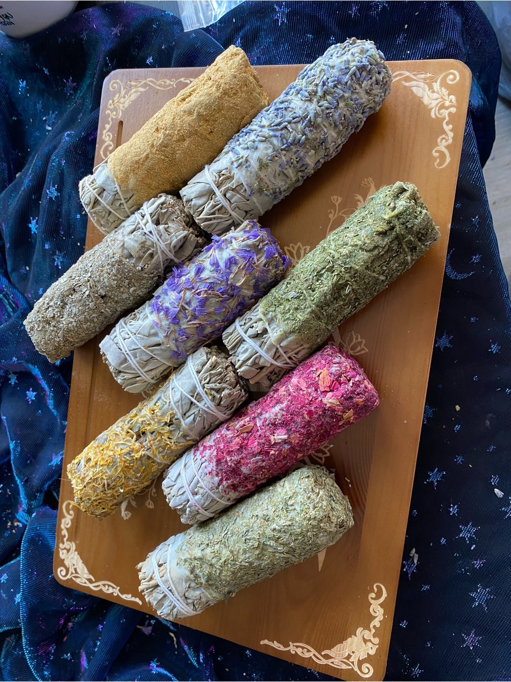 Herbal Flower Sage Smudge “Pops” Sticks - dipped in wax rolled in herbs/flowers